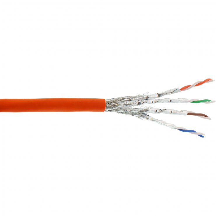 Rola 100m cablu de retea RJ45 Cat.7A S/FTP PiMF LSOH Orange, InLine IL70100I